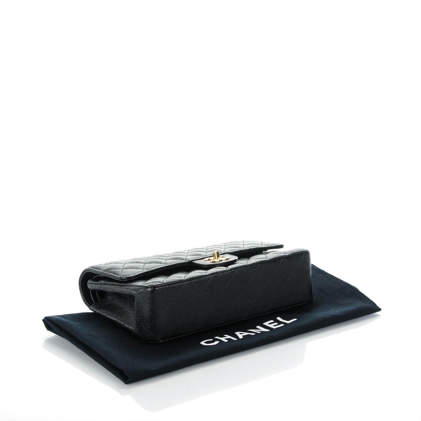 Caviar Quilted Medium Double Flap Black