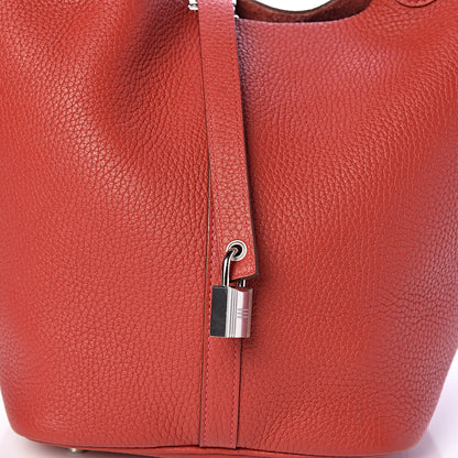 Hermes Taurillon Clemence Picotin Lock 22 MM Rouge Casaque 10 of 11