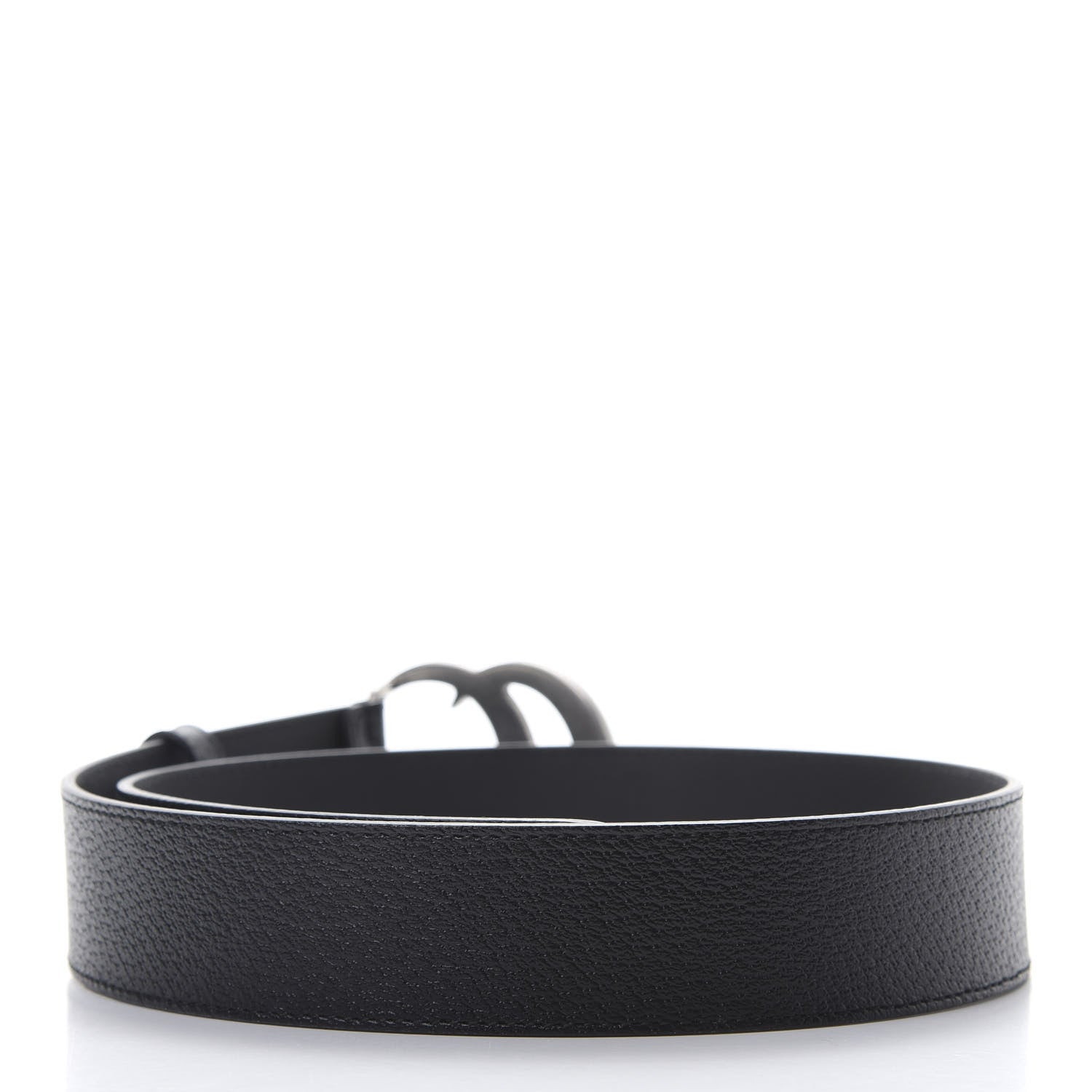Gucci Textured Dollar Calfskin Nickel Double G 40mm Belt 80 32 Black 2 of 5