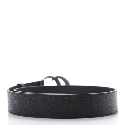 Gucci Textured Dollar Calfskin Nickel Double G 40mm Belt 80 32 Black 2 of 5