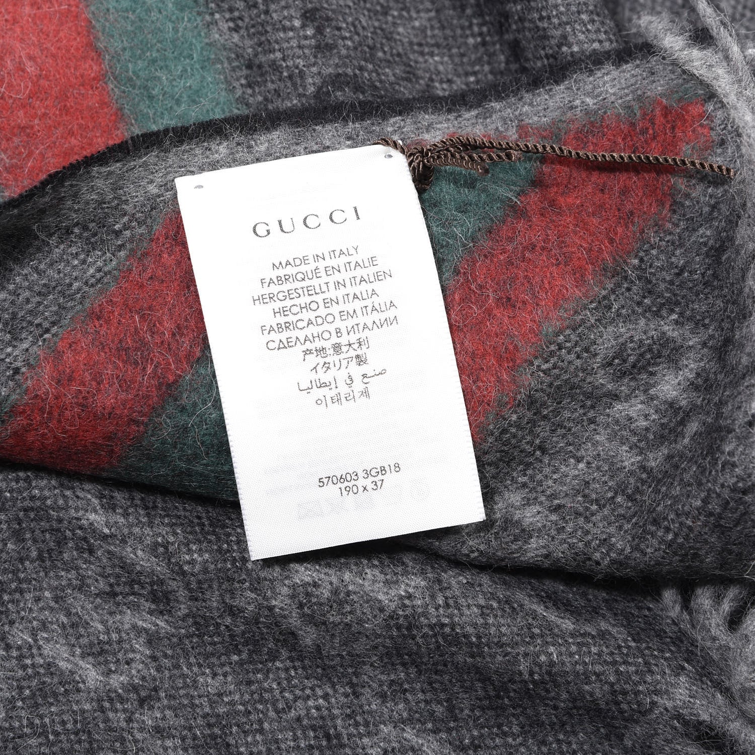 Gucci Wool Angora Monogram Web New Nikky Scarf Lead Dark Green 2 of 4