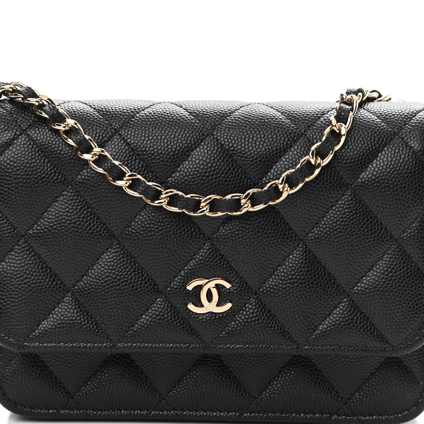 Caviar Quilted Mini Wallet On Chain WOC Black