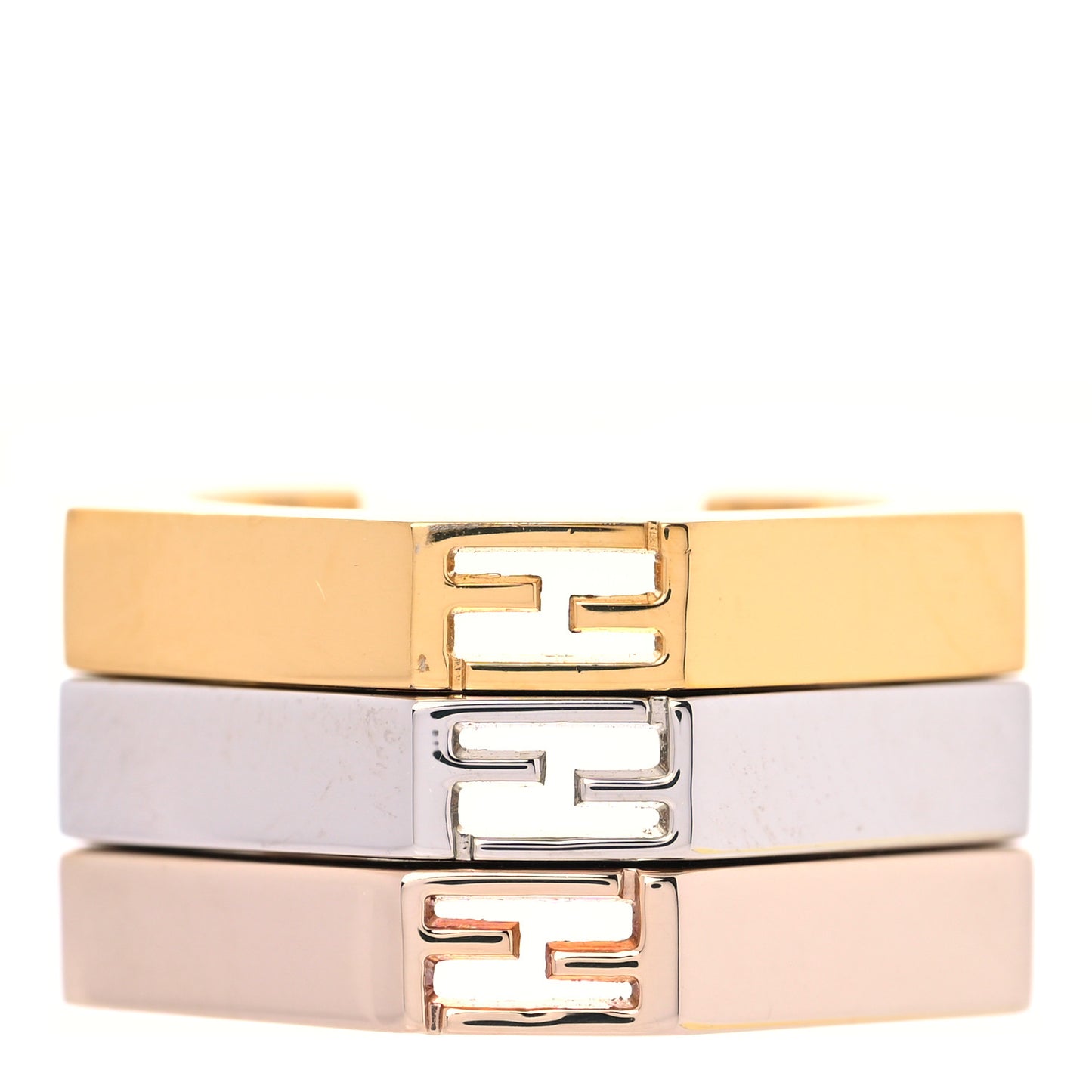 Metal Trio F Fendi Ring S Gold Silver Rose Gold