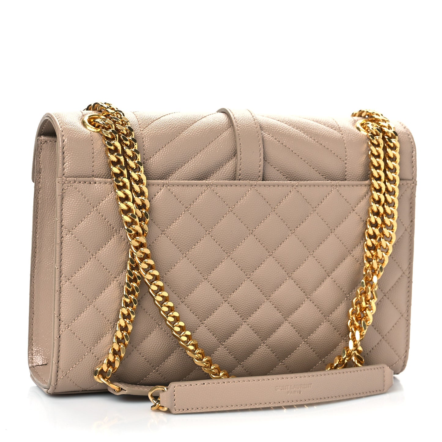Grain De Poudre Textured Mixed Matelasse Medium Triquilt Monogram Satchel Dark Beige