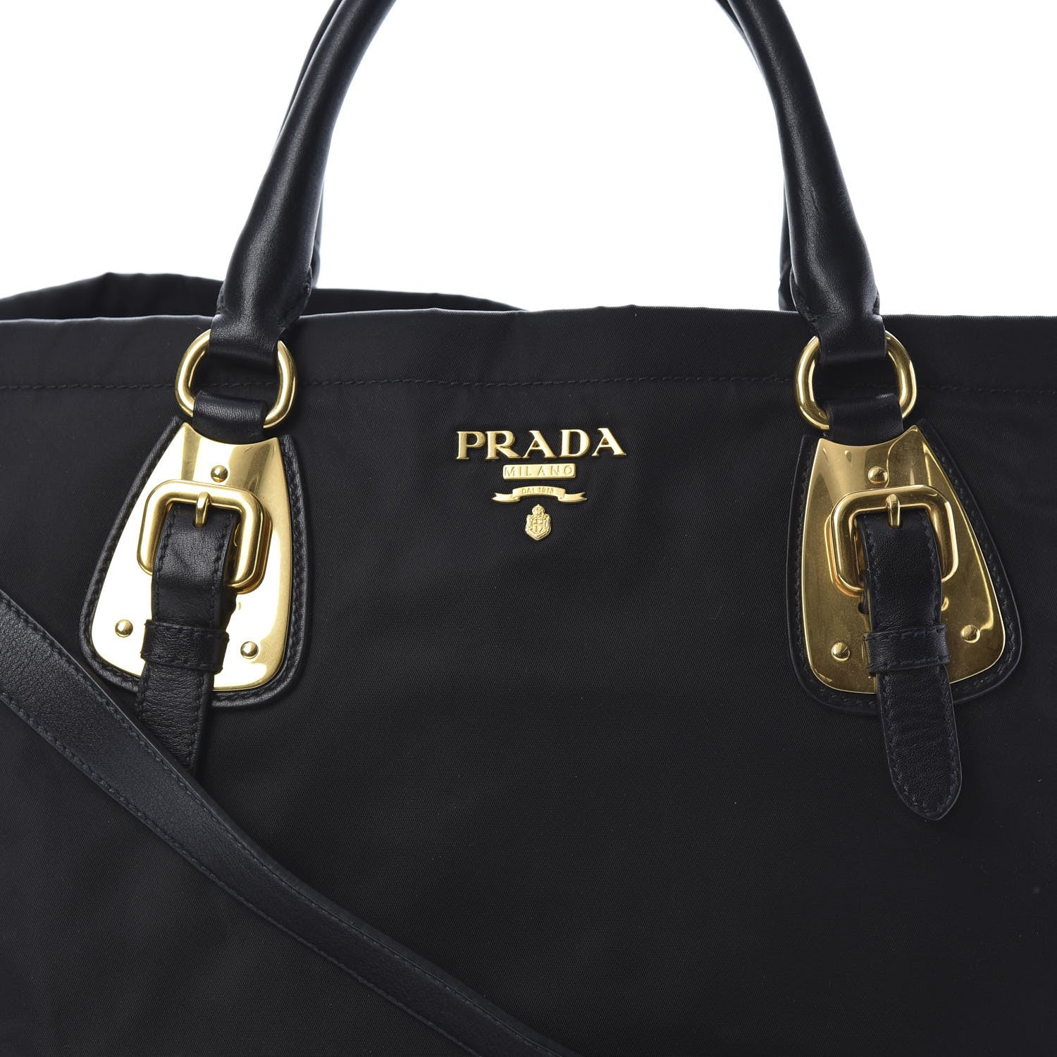 Prada Tessuto Nylon Soft Calfskin Tote Black 8 of 12