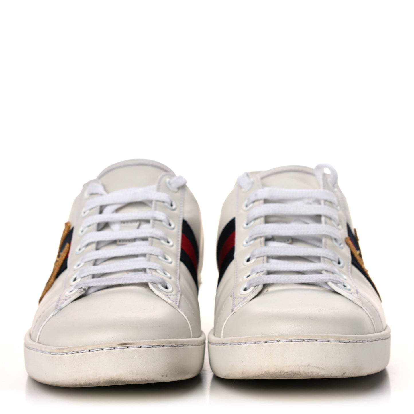 Calfskin Nappa Web LOVED Embroidered Womens Ace Sneakers 39 White Red Flame Notte