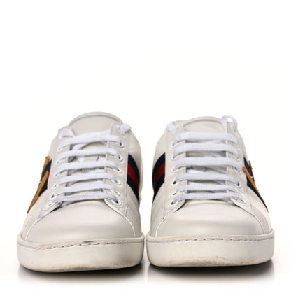 Gucci Calfskin Nappa Web LOVED Embroidered Womens Ace Sneakers 39 White Red Flame Notte 2 of 17