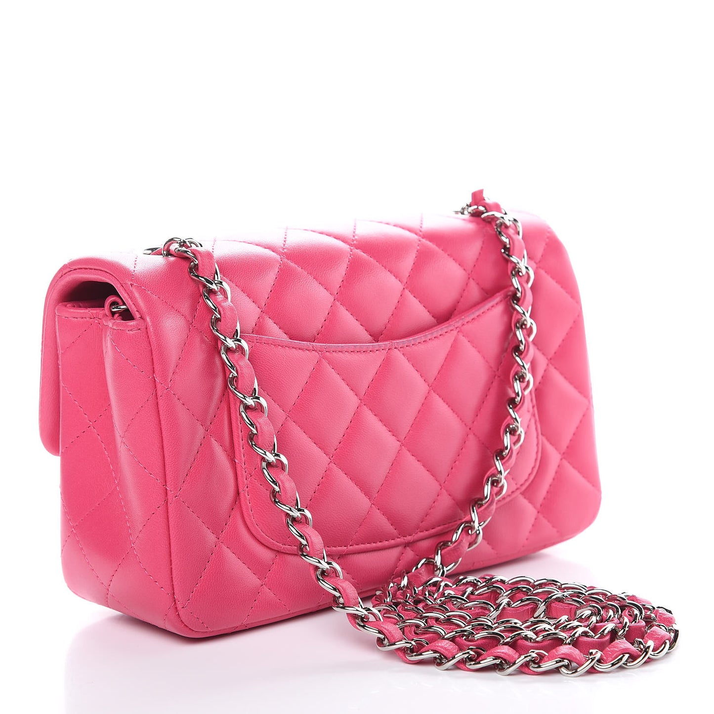 Lambskin Quilted Mini Rectangular Flap Dark Pink