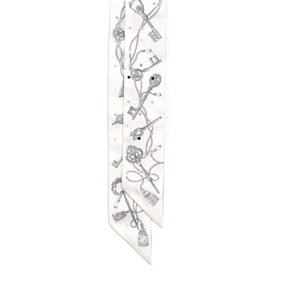 Hermes Silk Les Cles A Pois Twilly White Gris Acier 2 of 4