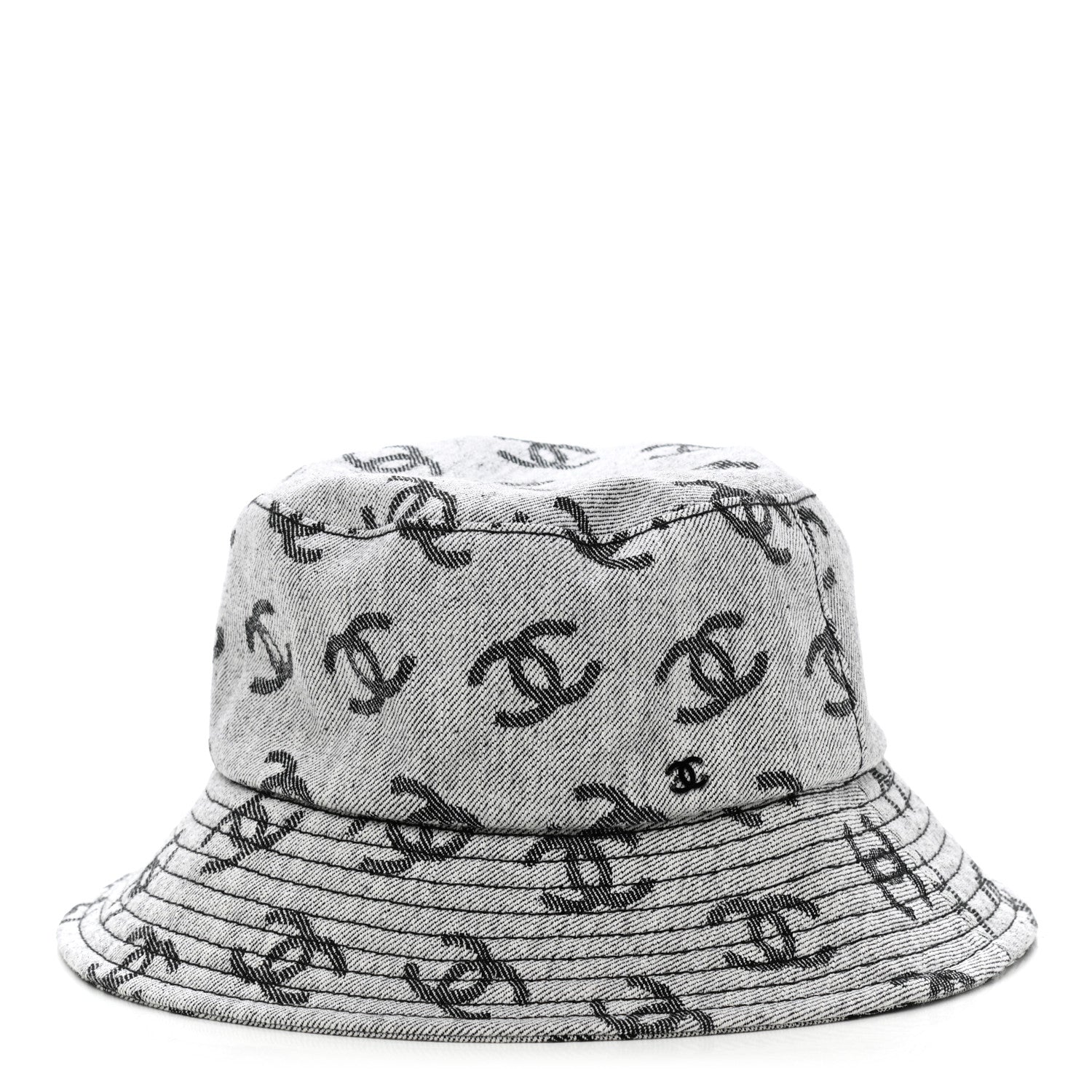 Chanel Denim CC Bucket Hat L White Black 1 of 8