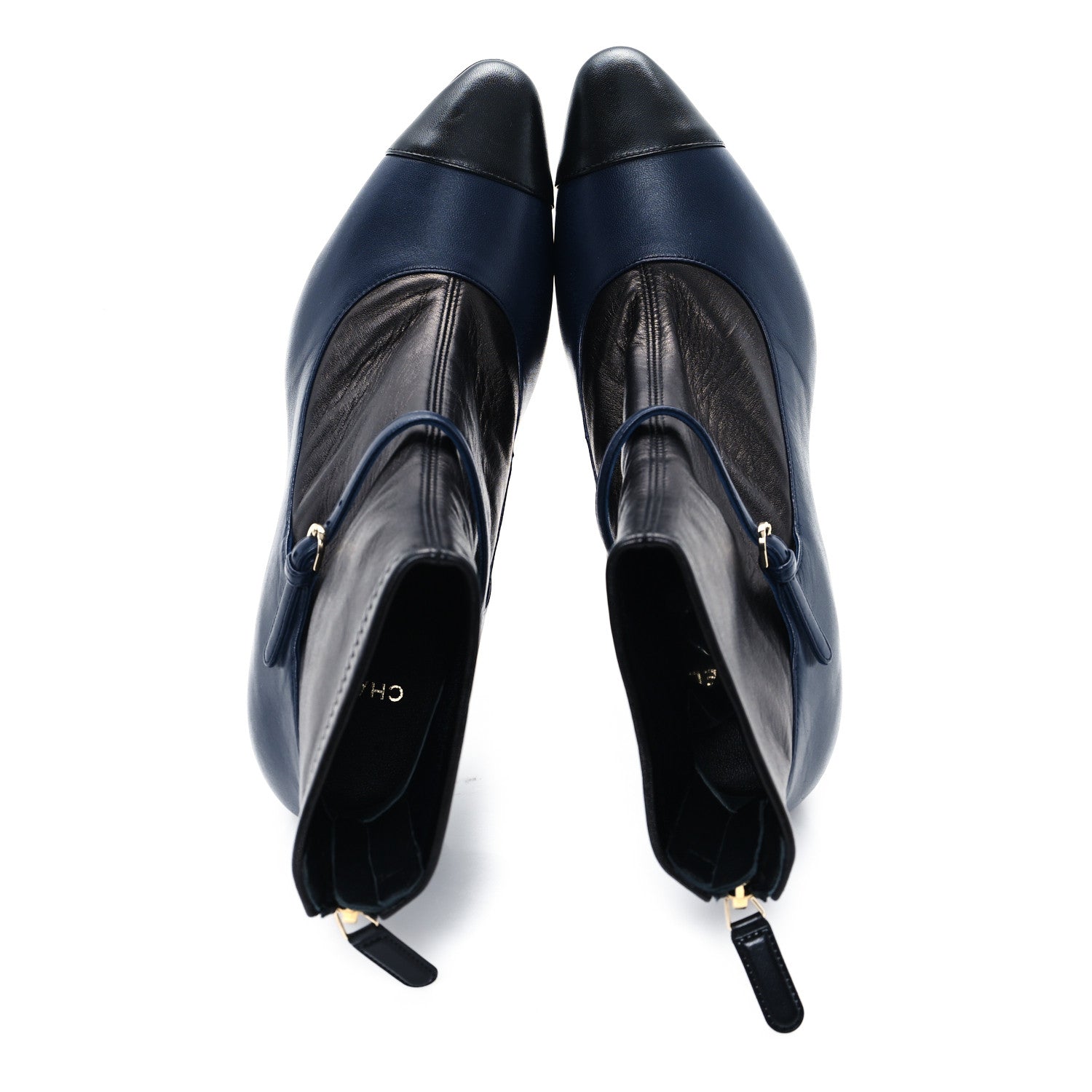 Chanel Lambskin Booties 39 Black Navy 2 of 9