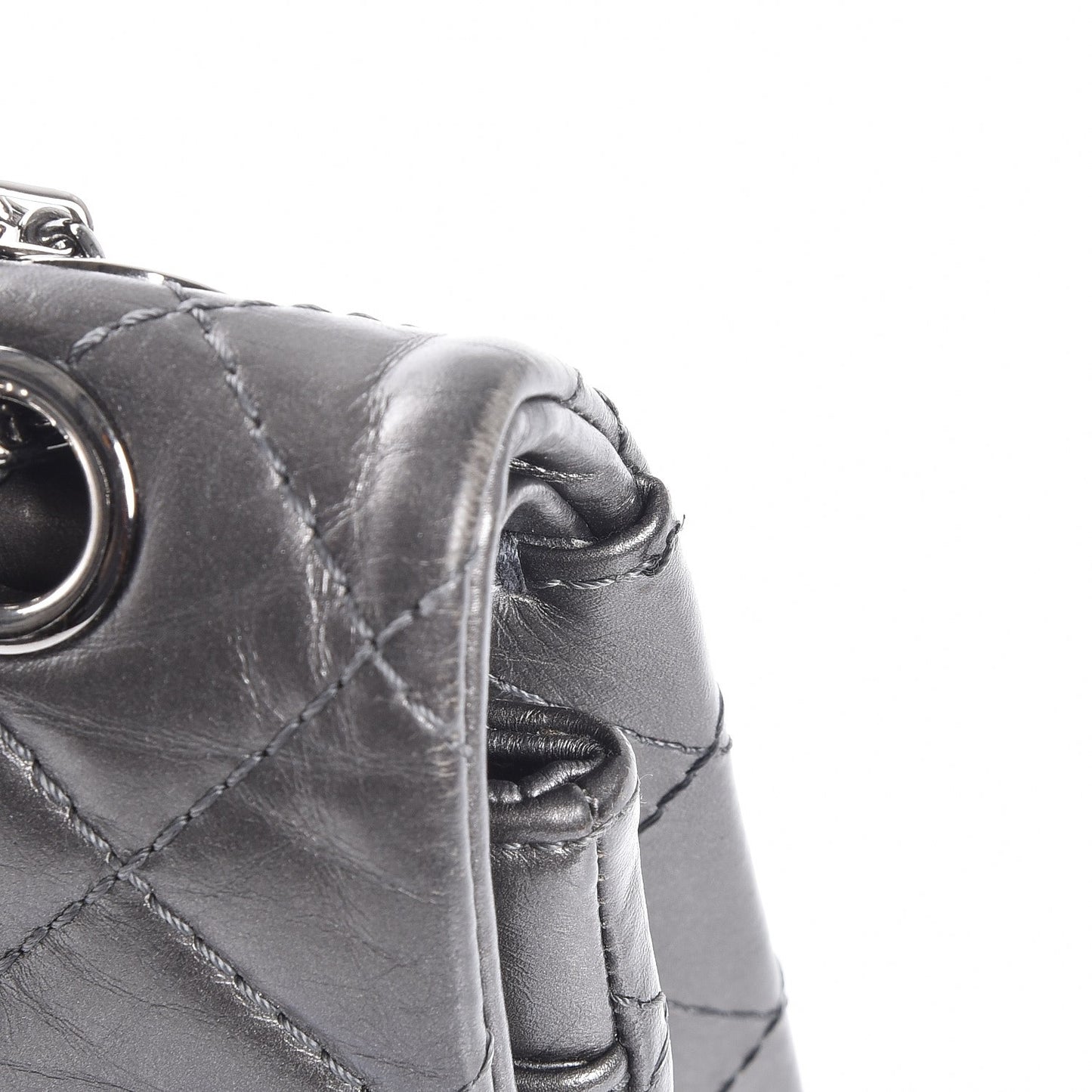 Metallic Aged Calfskin Quilted 2.55 Reissue 226 Flap Dark Silver