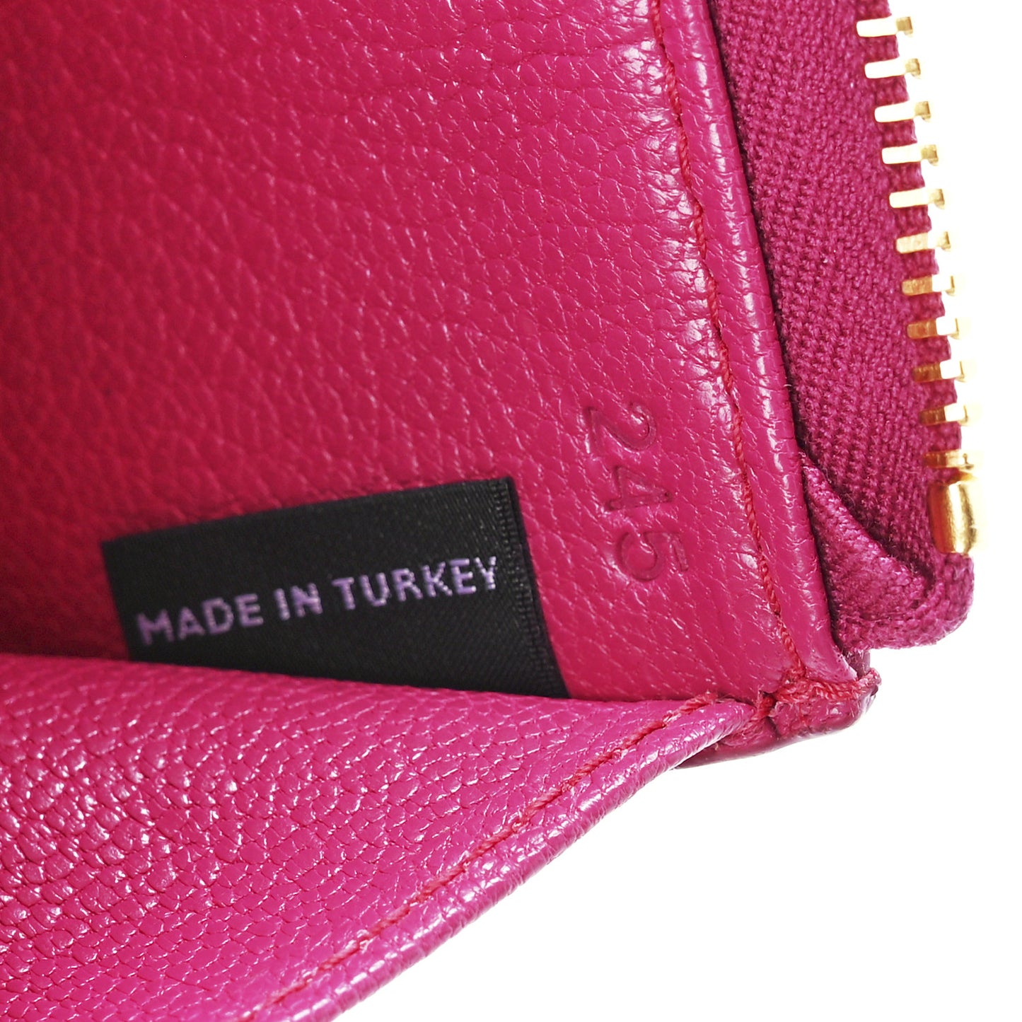 Goatskin Madras Zip Compact Wallet Pink