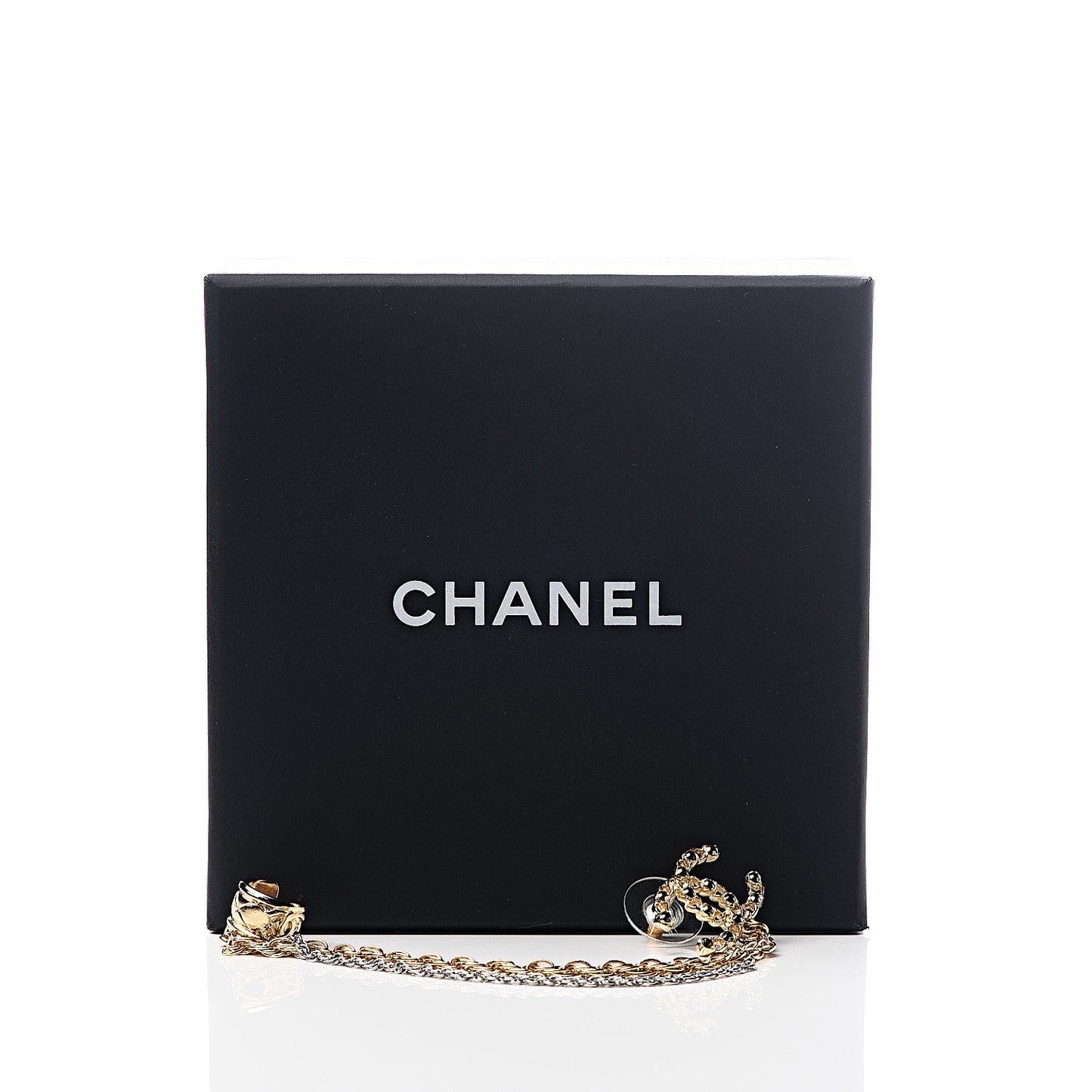 Crystal CC Chain Cuff Single Earring Gold Silver
