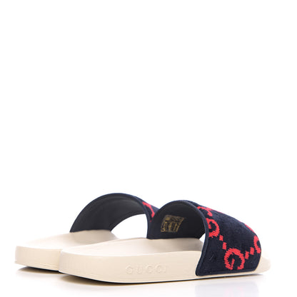 Gucci Terry Cloth GG Monogram Slide Sandals 36 Blue Red 4 of 7