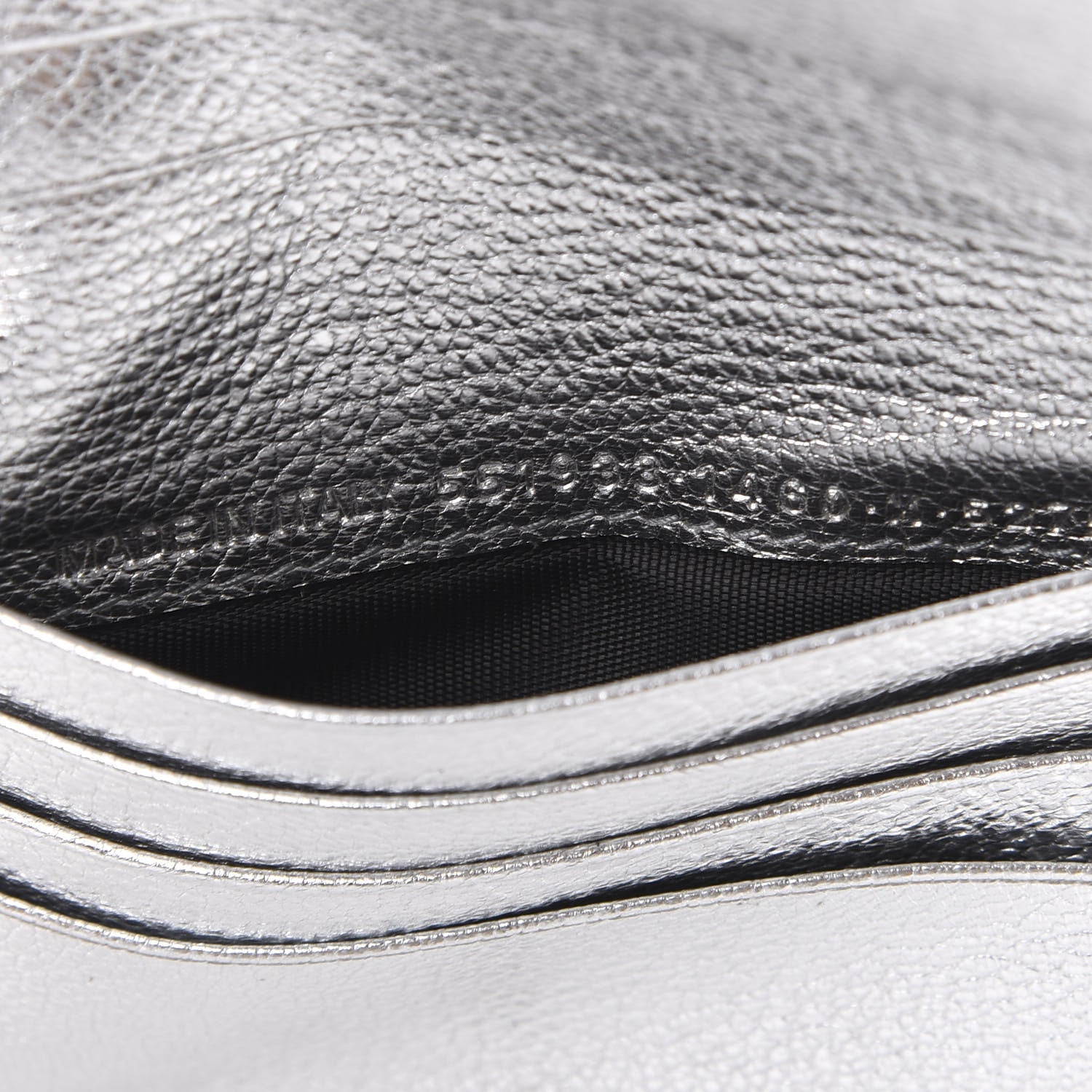 Balenciaga Metallic Goatskin Logo Everyday Multi Zip Wallet Argent Black 7 of 9