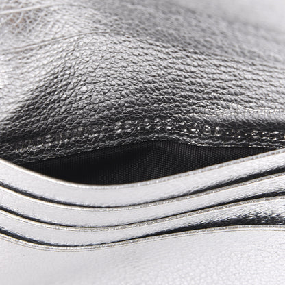 Balenciaga Metallic Goatskin Logo Everyday Multi Zip Wallet Argent Black 7 of 9