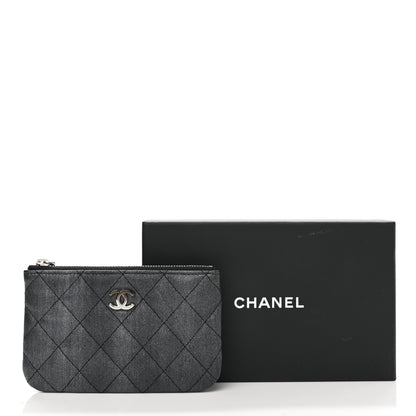 Chanel Metallic Goatskin Quilted Small Cosmetic Case Dark Grey 8 of 8