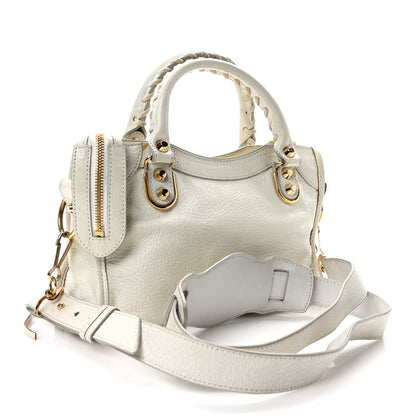 Balenciaga Chevre Gold Metallic Edge Hardware Mini City White 3 of 12