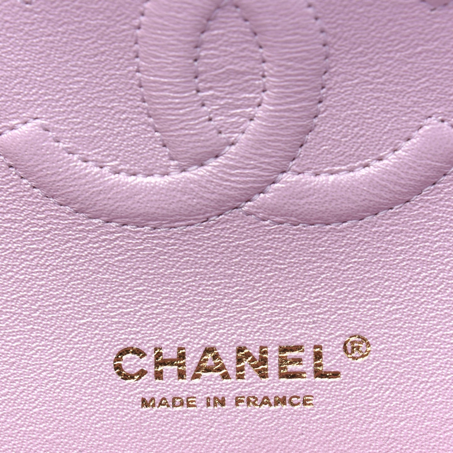 Iridescent Calfskin Quilted Medium Double Flap Light Pink
