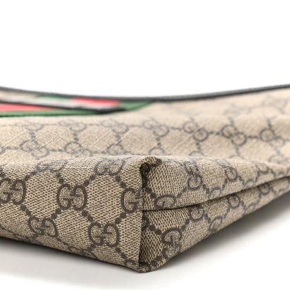 Gucci GG Supreme Monogram Calfskin Web Medium Flat Messenger Bag Beige Ebony Black 10 of 11