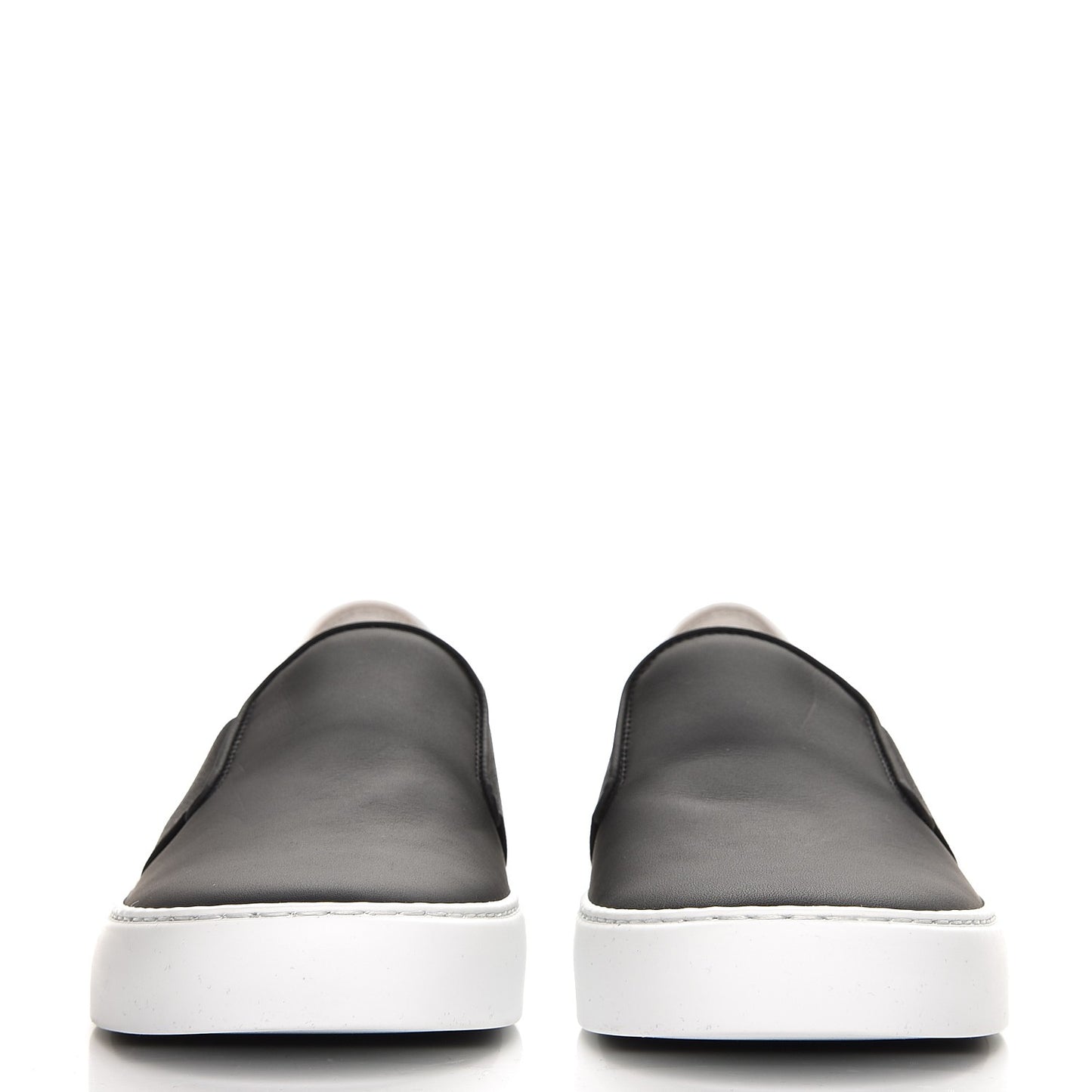 Calfskin Slip On Sneakers 38 White Black