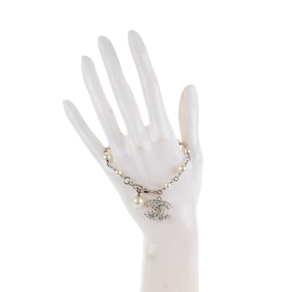 Chanel Baguette Crystal Pearl CC Bracelet Silver 2 of 6