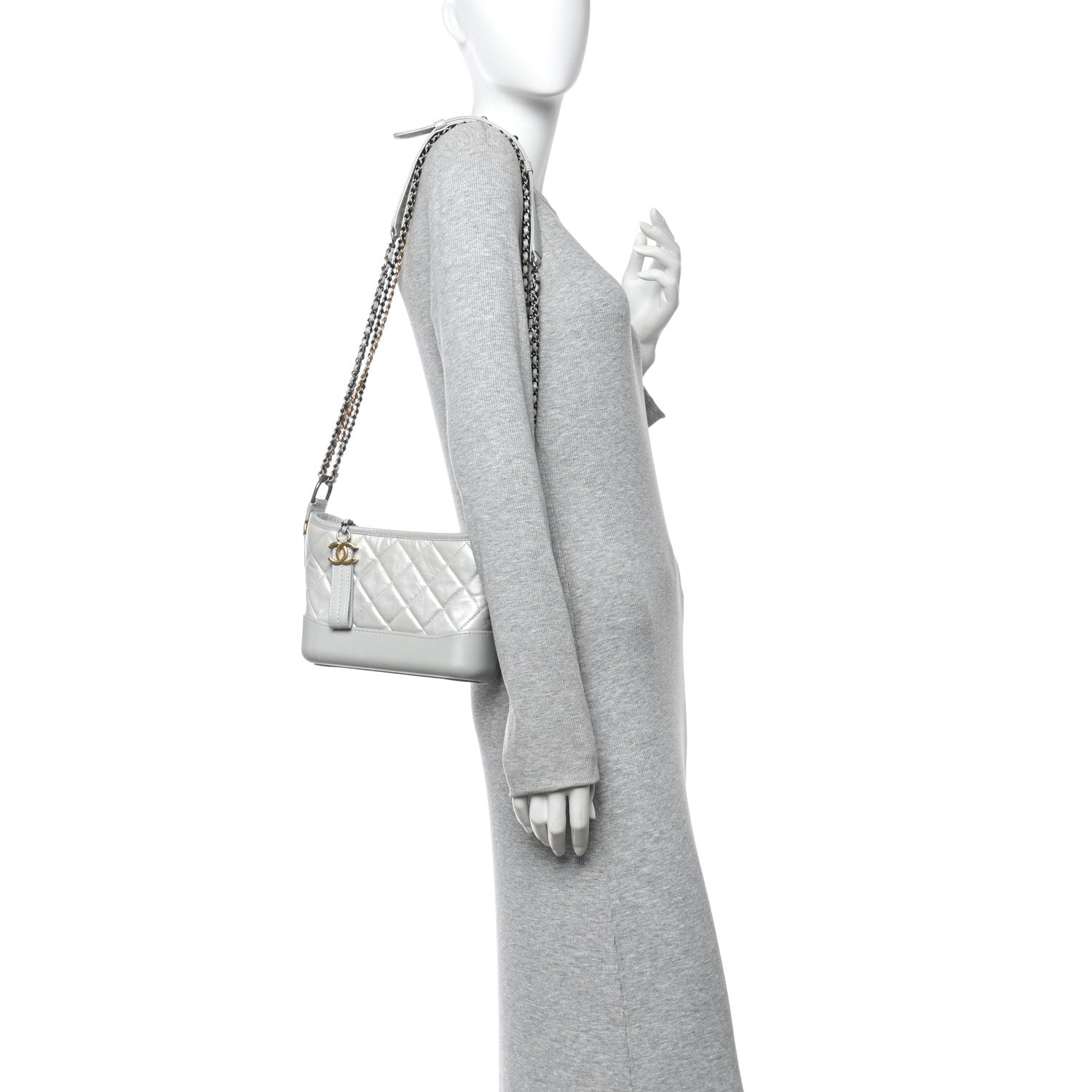 Chanel Metallic Aged Calfskin Quilted Small Gabrielle Hobo Silver 2 of 12