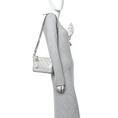 Chanel Metallic Aged Calfskin Quilted Small Gabrielle Hobo Silver 2 of 12