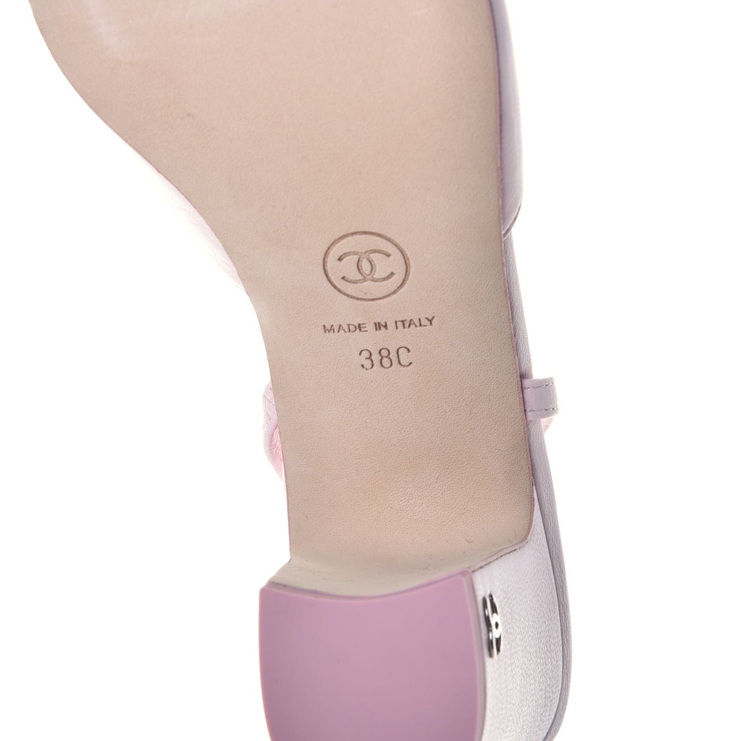 Lambskin Cap Toe CC Slingback Sandals 38 Pink