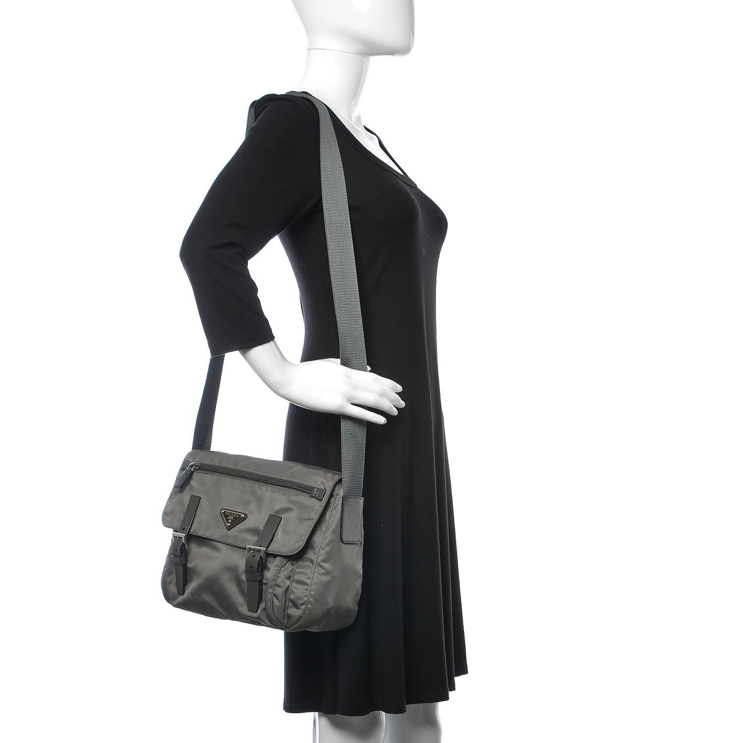 Tessuto Nylon Vela Messenger Bag Grey
