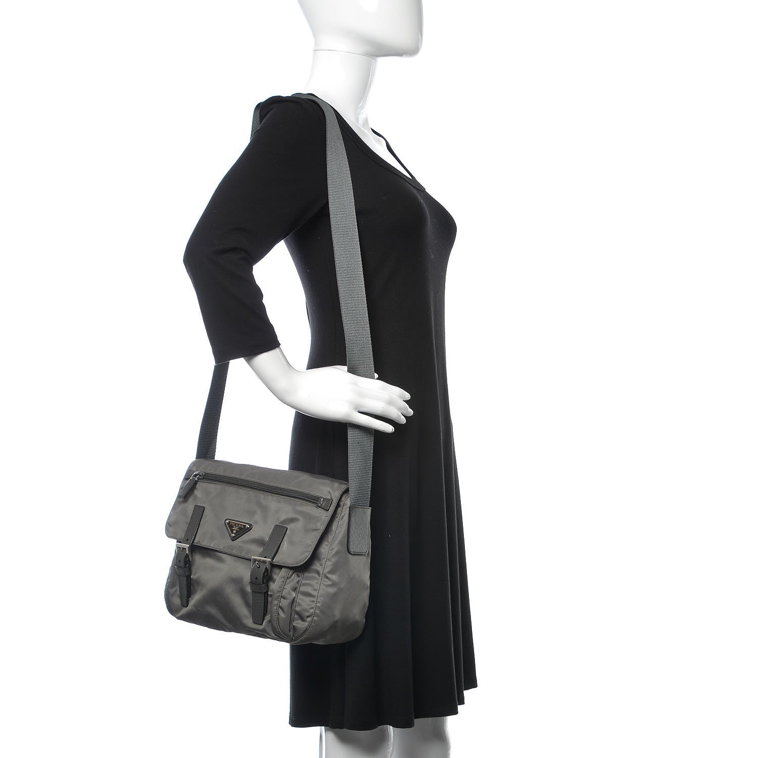 Prada Tessuto Nylon Vela Messenger Bag Grey 2 of 10