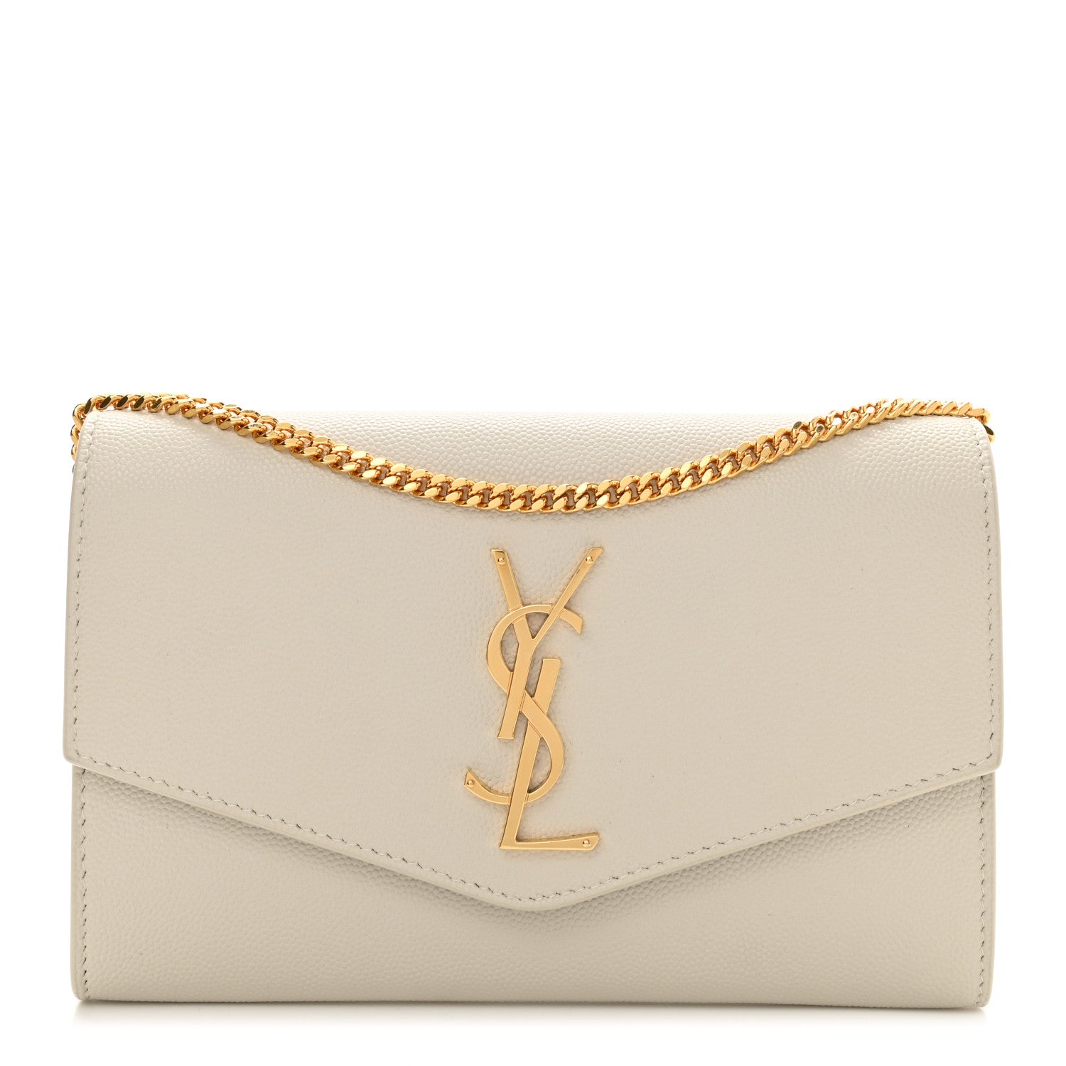 Saint Laurent Grain De Poudre Monogram Uptown Chain Wallet Crema Soft 3 of 11