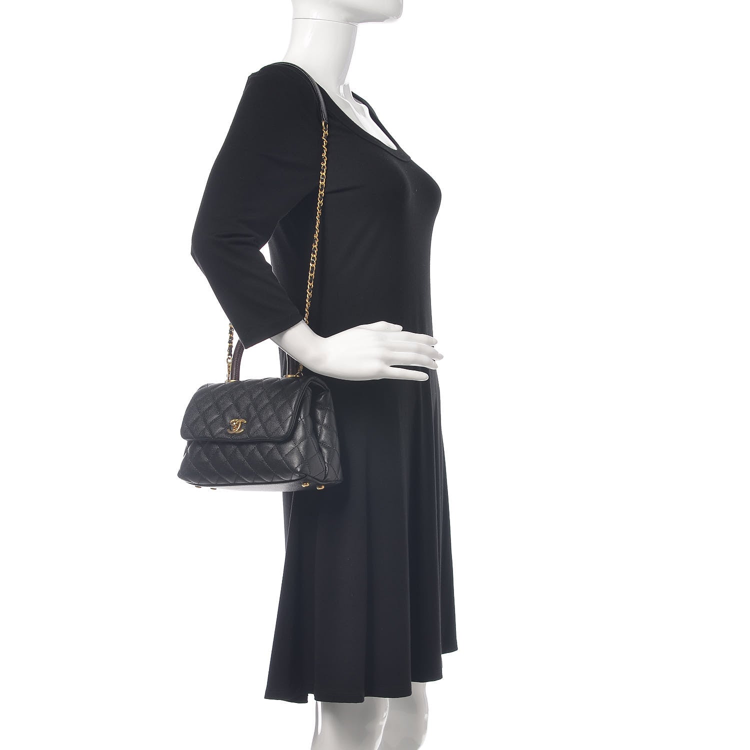 Chanel Caviar Lizard Embossed Quilted Mini Coco Handle Flap Black 2 of 10