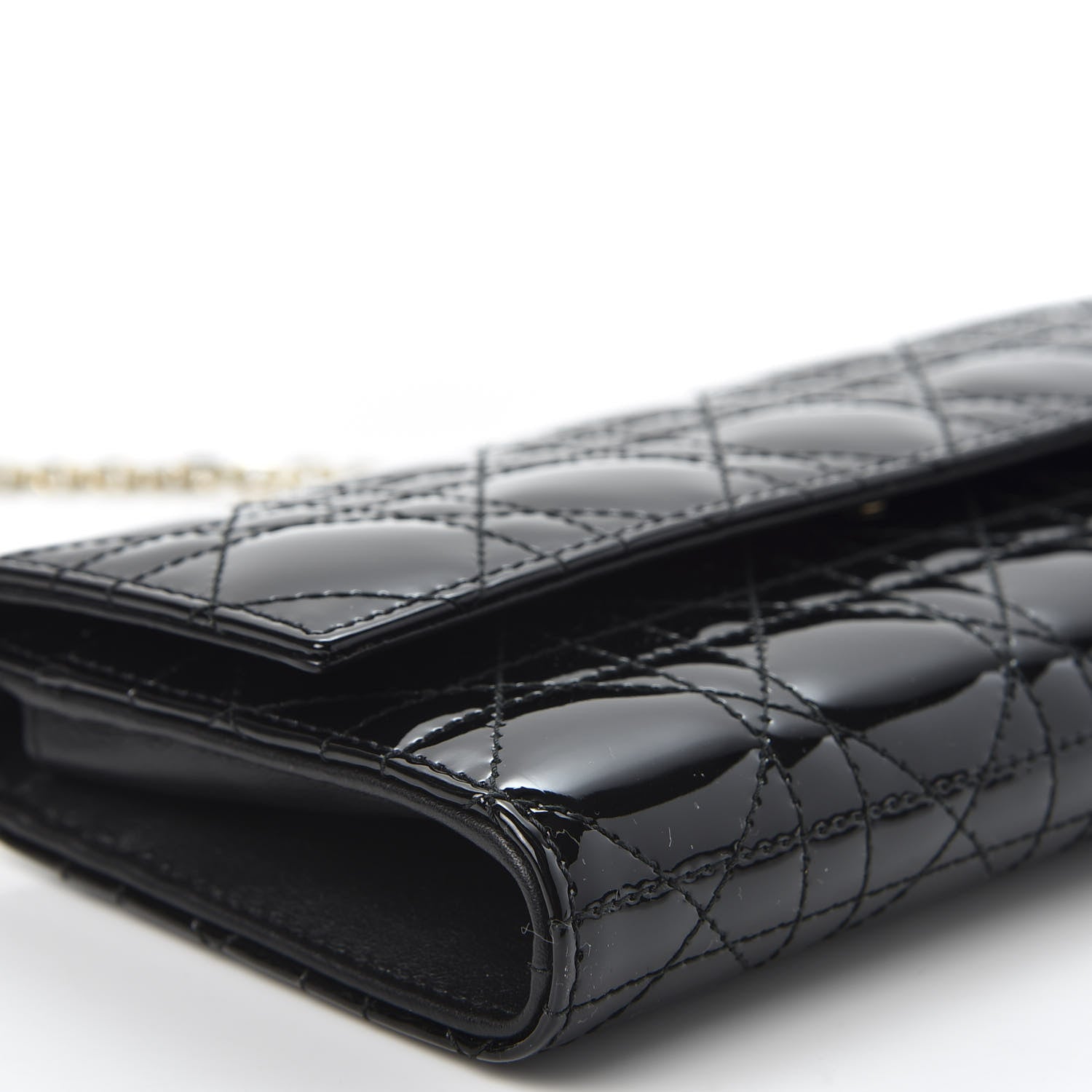Christian Dior Patent Cannage Rendez-vous Chain Wallet Black 5 of 9