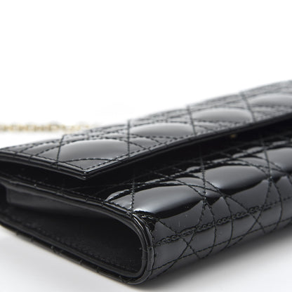 Christian Dior Patent Cannage Rendez-vous Chain Wallet Black 5 of 9