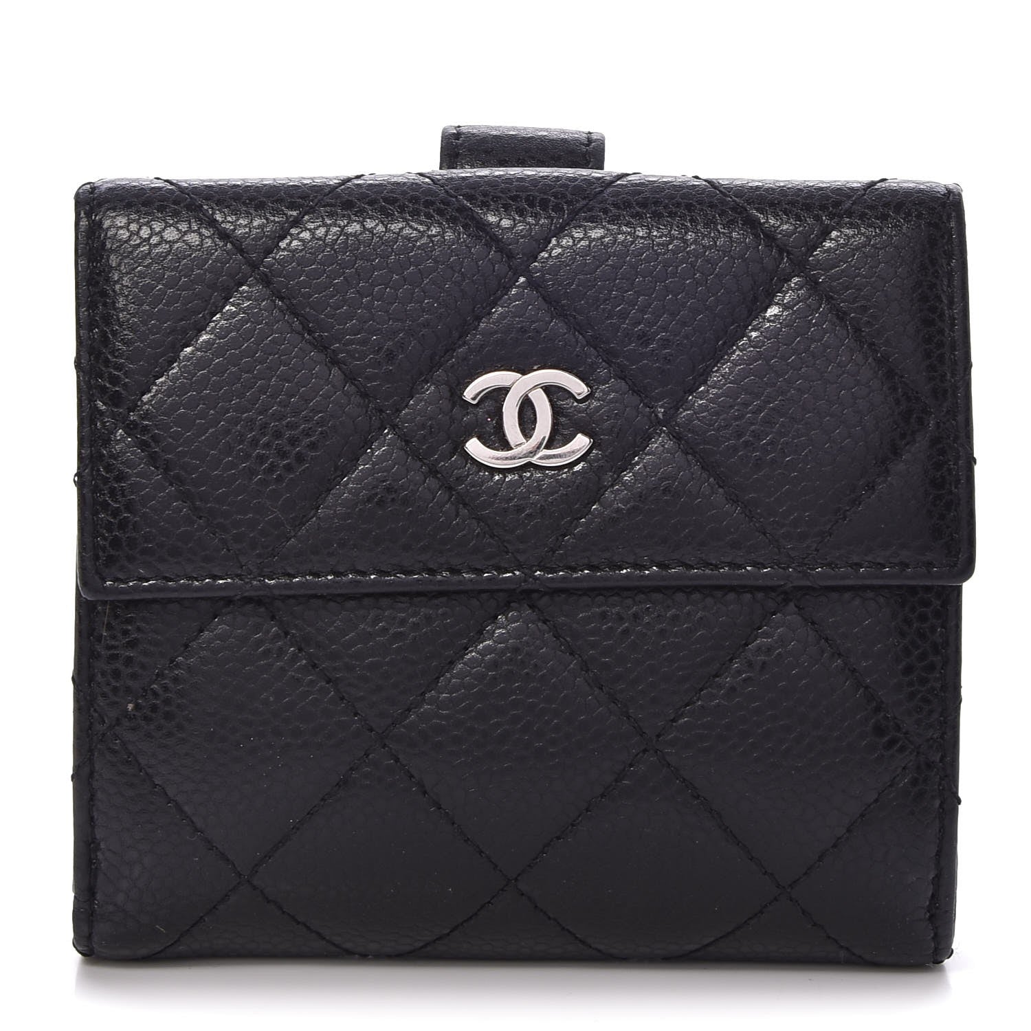 Chanel Caviar Quilted Compact French Flap Wallet Black 1 of 10