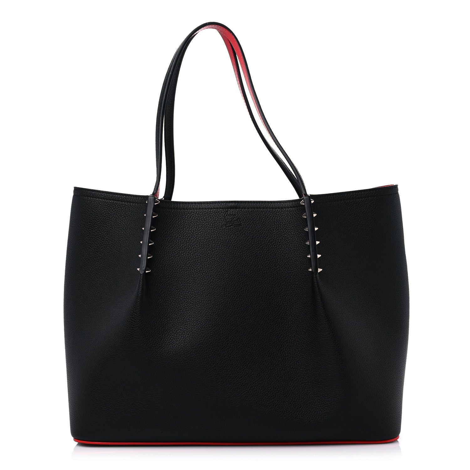 Christian Louboutin Calfskin Spiked Large Cabarock Shopper Tote Black 1 of 8
