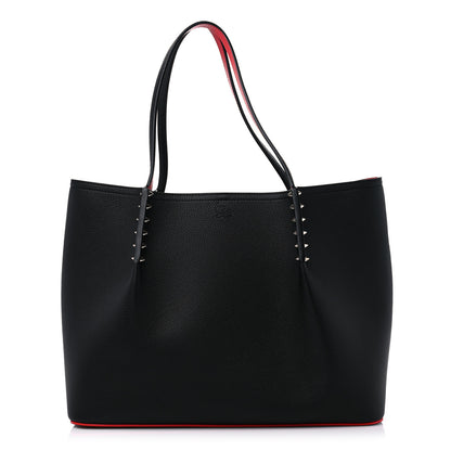 Christian Louboutin Calfskin Spiked Large Cabarock Shopper Tote Black 1 of 8