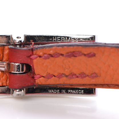 Hermes Epsom Behapi Double Tour Bracelet S Rouge Casaque Orange 5 of 6