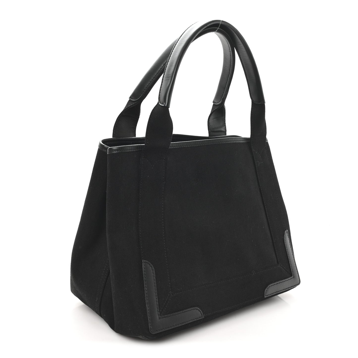 Cotton Canvas Calfskin S Navy Cabas Black