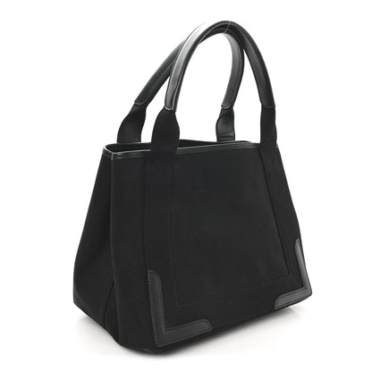 Balenciaga Cotton Canvas Calfskin S Navy Cabas Black 4 of 10