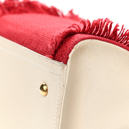 Saint Laurent Linen Sheepskin Large Cabas ChYc Tote Red 14 of 16