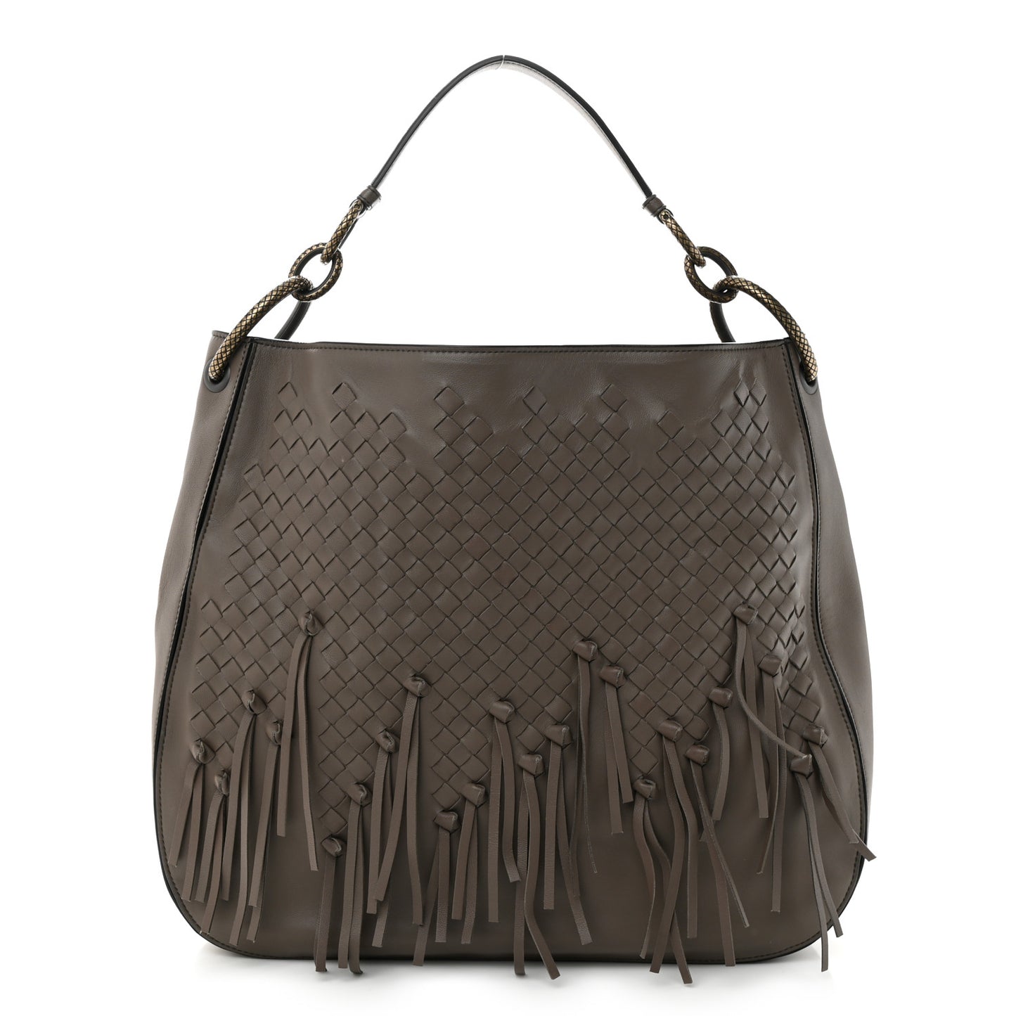 Nappa Intrecciato Fringe Large Brio Loop Hobo Brown