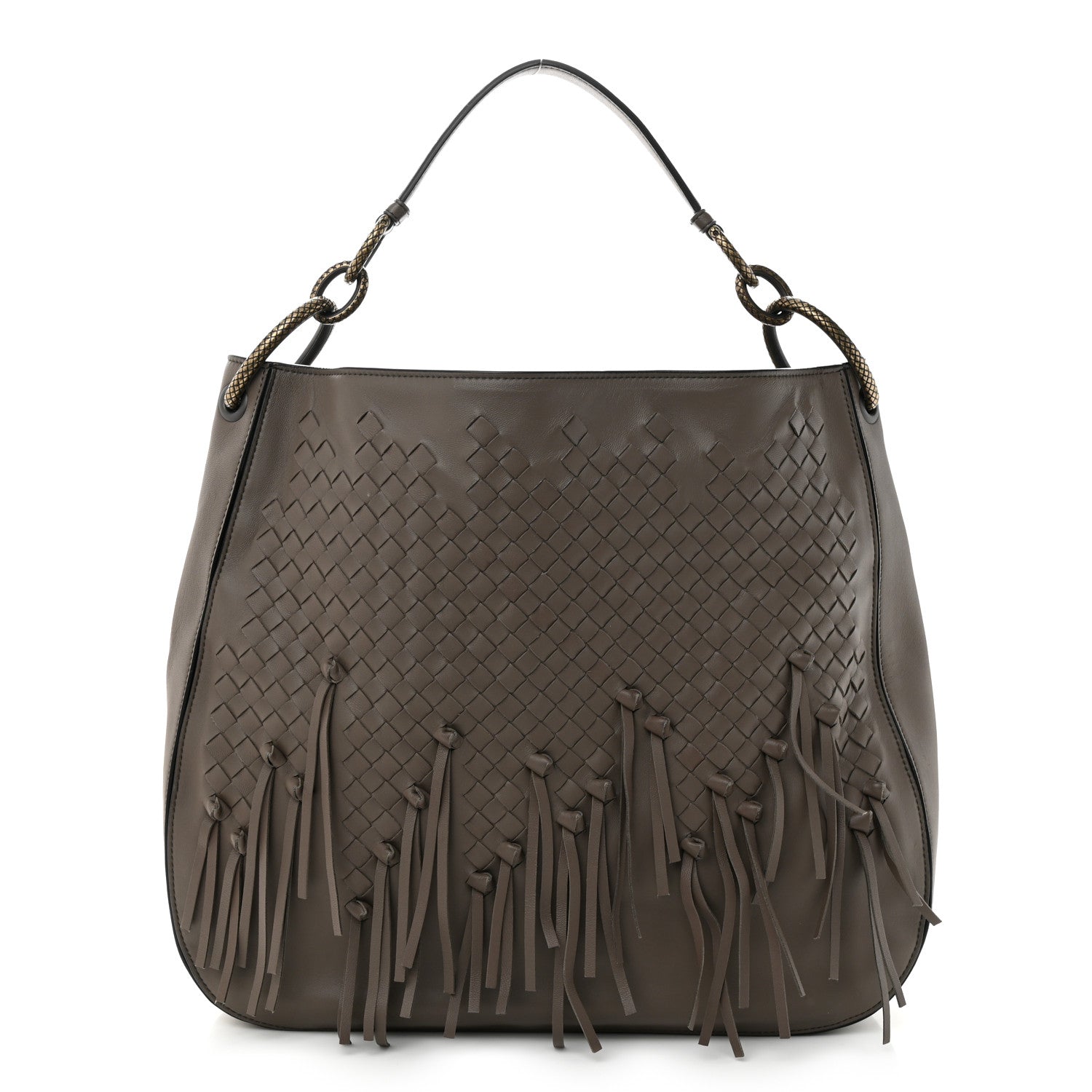Bottega Veneta Nappa Intrecciato Fringe Large Brio Loop Hobo Brown 1 of 11