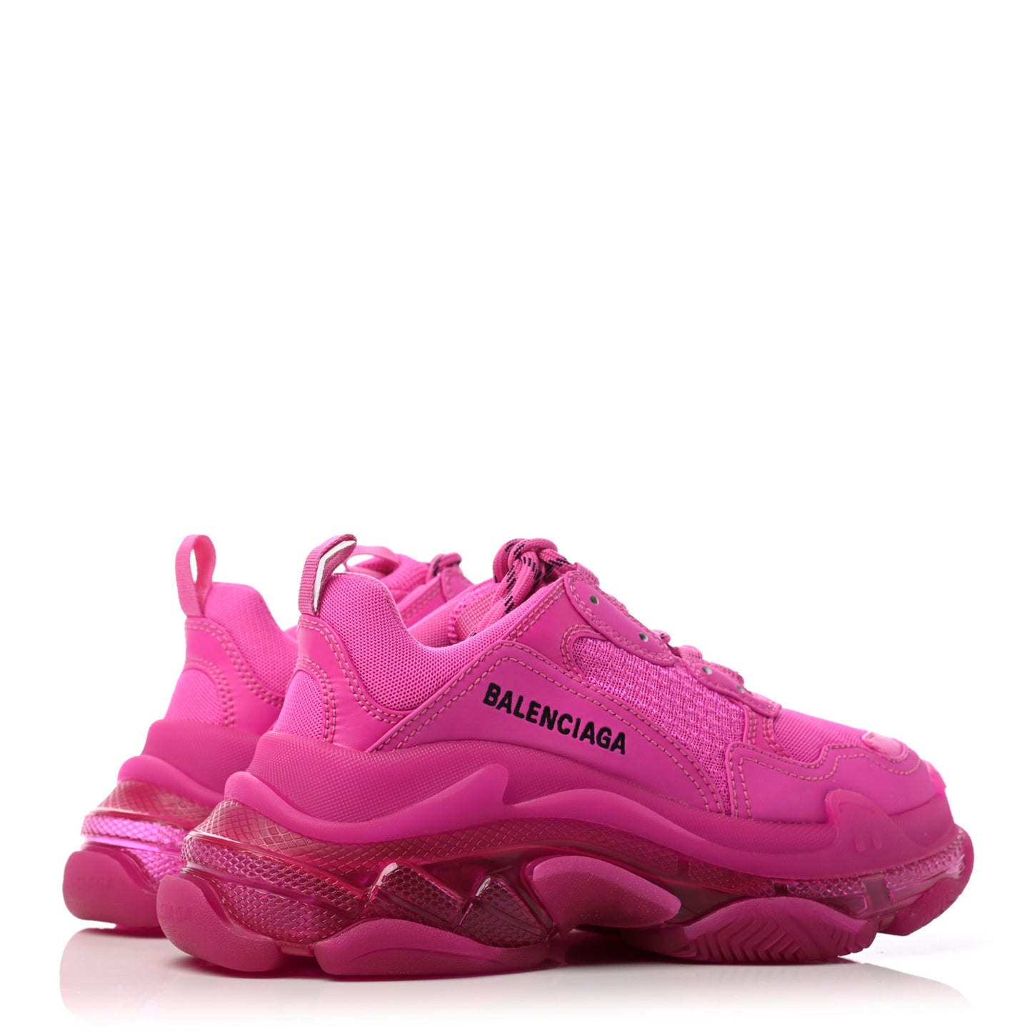 Fabric Mesh Clear Sole Fluo Womens Triple S Sneakers 36 Pink