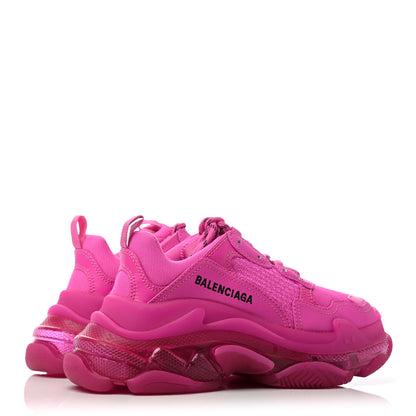 Balenciaga Fabric Mesh Clear Sole Fluo Womens Triple S Sneakers 36 Pink 3 of 5