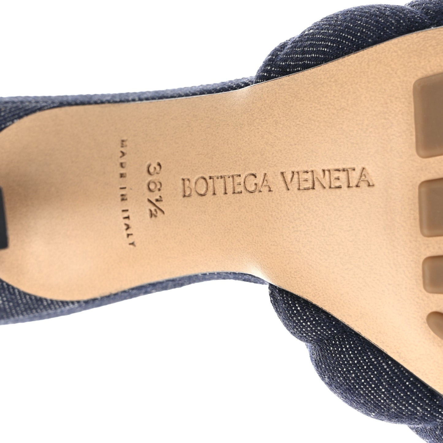Denim Matelasse Padded Mule Sandals 36.5 Indigo