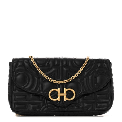 Salvatore Ferragamo Calfskin Quilted Gancini Mini Bag Black 1 of 12