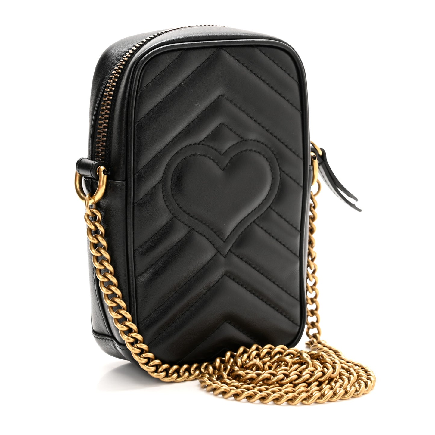 Calfskin Matelasse Mini GG Marmont Crossbody Bag Black